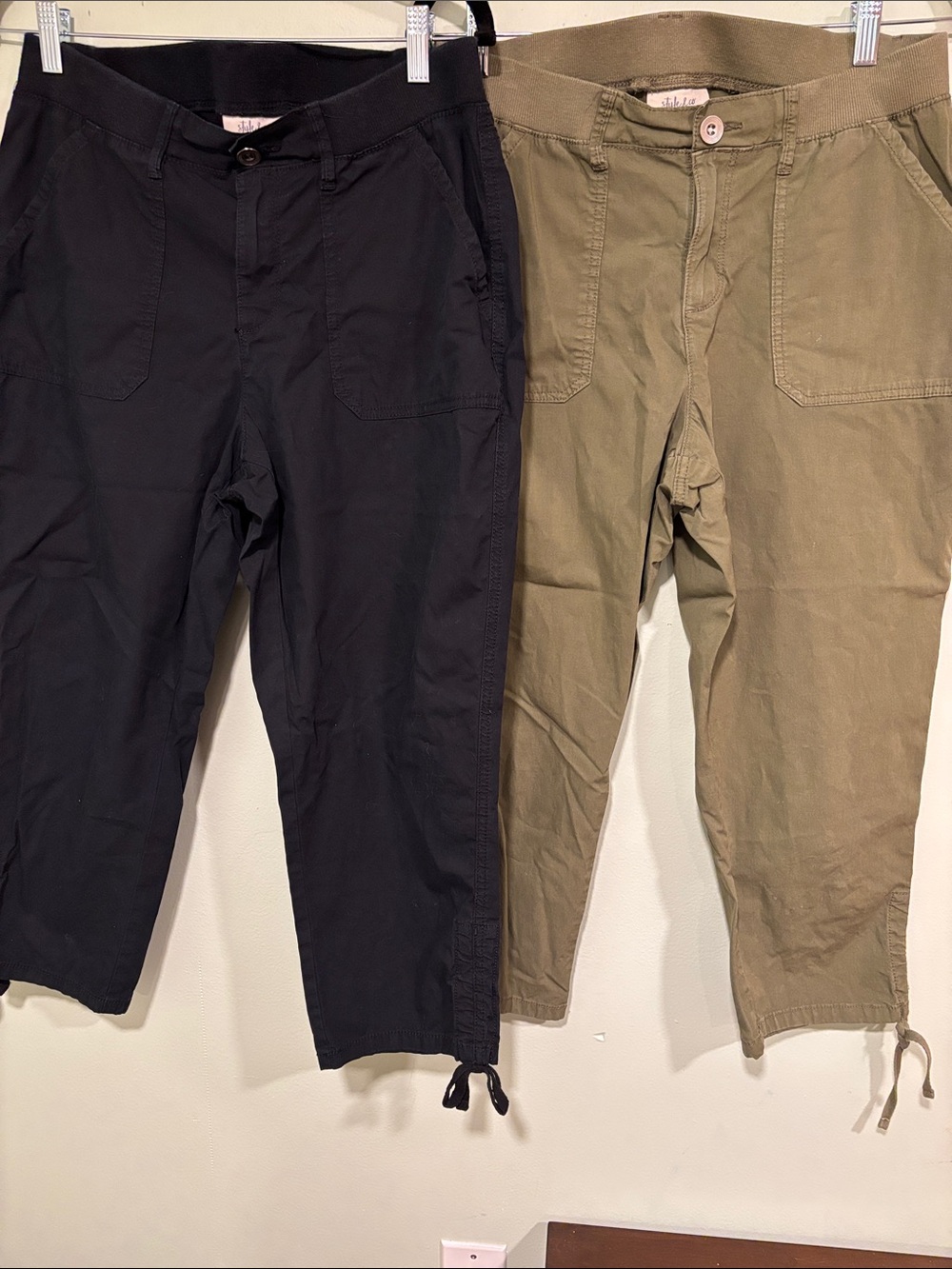 Style & Co Women’s 2 Pairs of Utility Crop Pants - Black and Olive